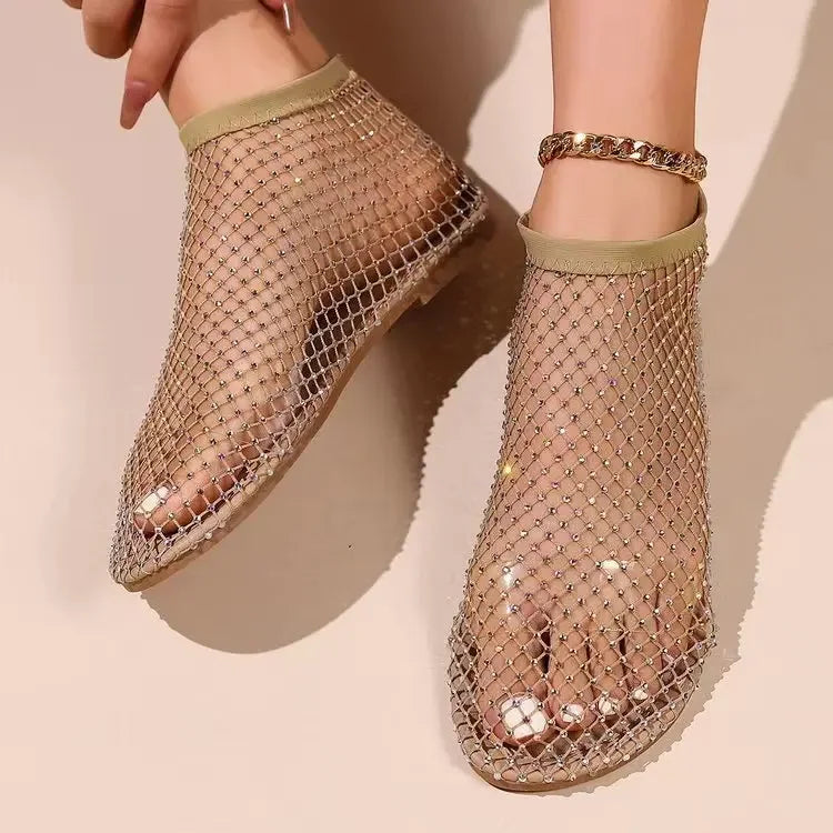 Women Fishnet Socks Slippers