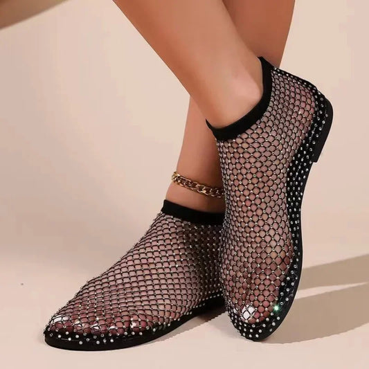 Women Fishnet Socks Slippers