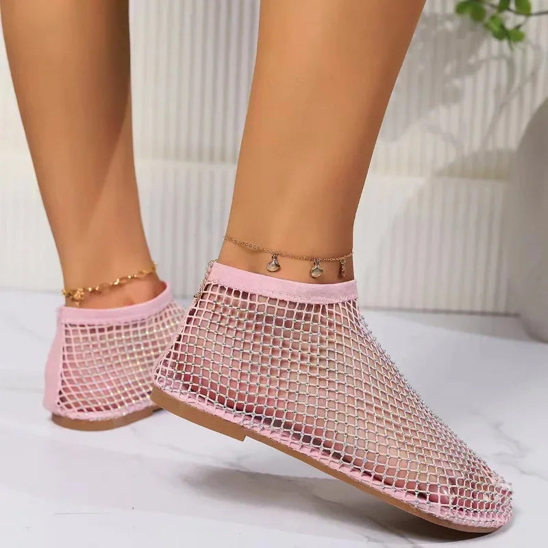 Women Fishnet Socks Slippers