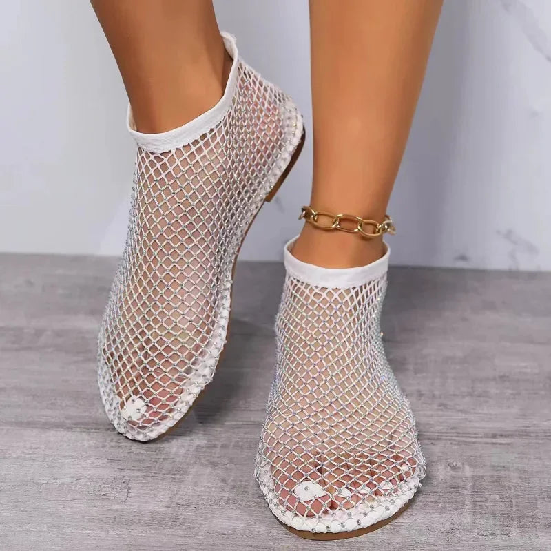 Women Fishnet Socks Slippers